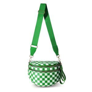 3337 Checkered Crossbody Bag Nylon Bum Bags Spacious Handbags Checkered